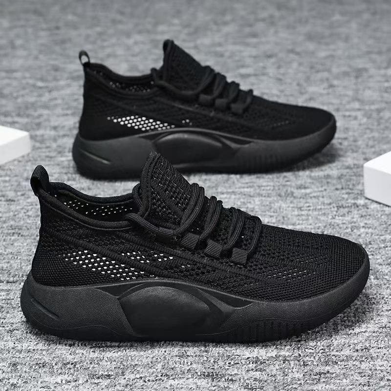 Summer Women's Fashion Casual Flat Shoes Outdoor Breathable Sports Sneakers Mesh Tennis Shoes Plus Size Running Shoes 36 black