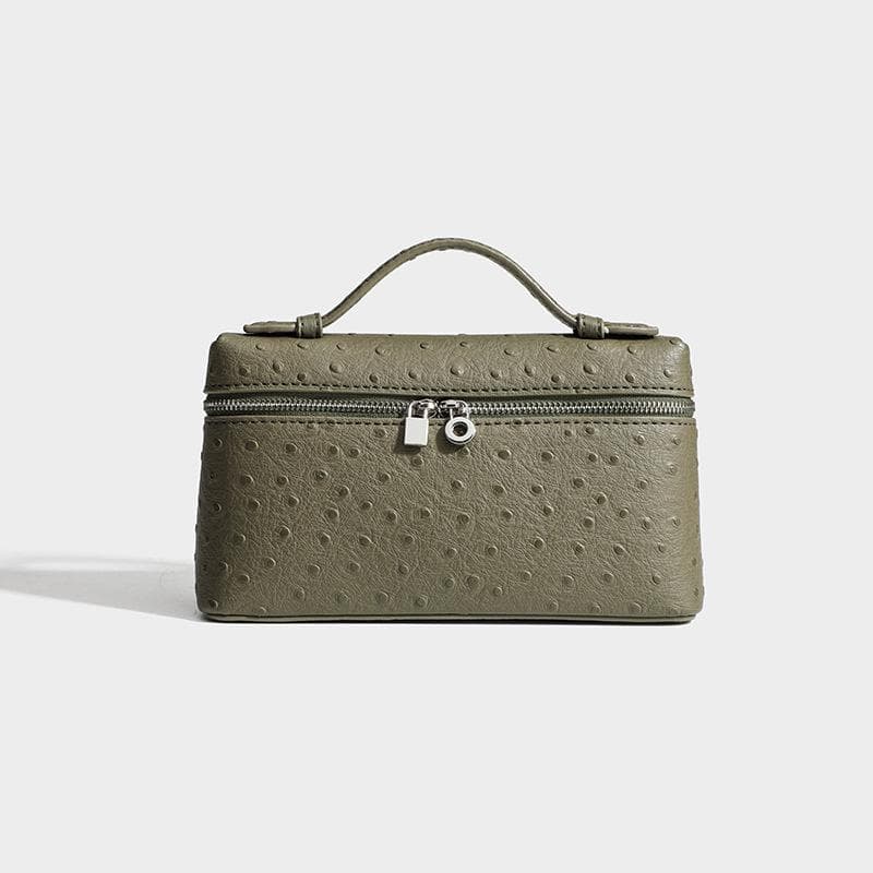Forest Green Handheld Women's Ostrich Pattern Square Shoulder Bag Gift Box Packaging (Customized Metal)