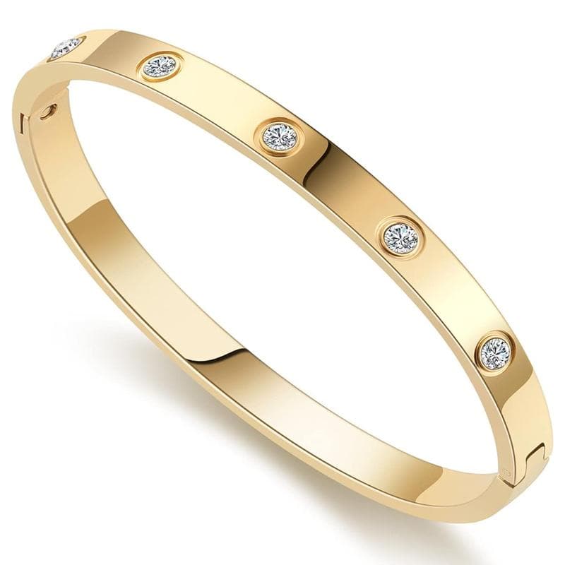 Stainless Steel Womens Hinged Bangle Bracelet Unfade Hypoallergenic gold