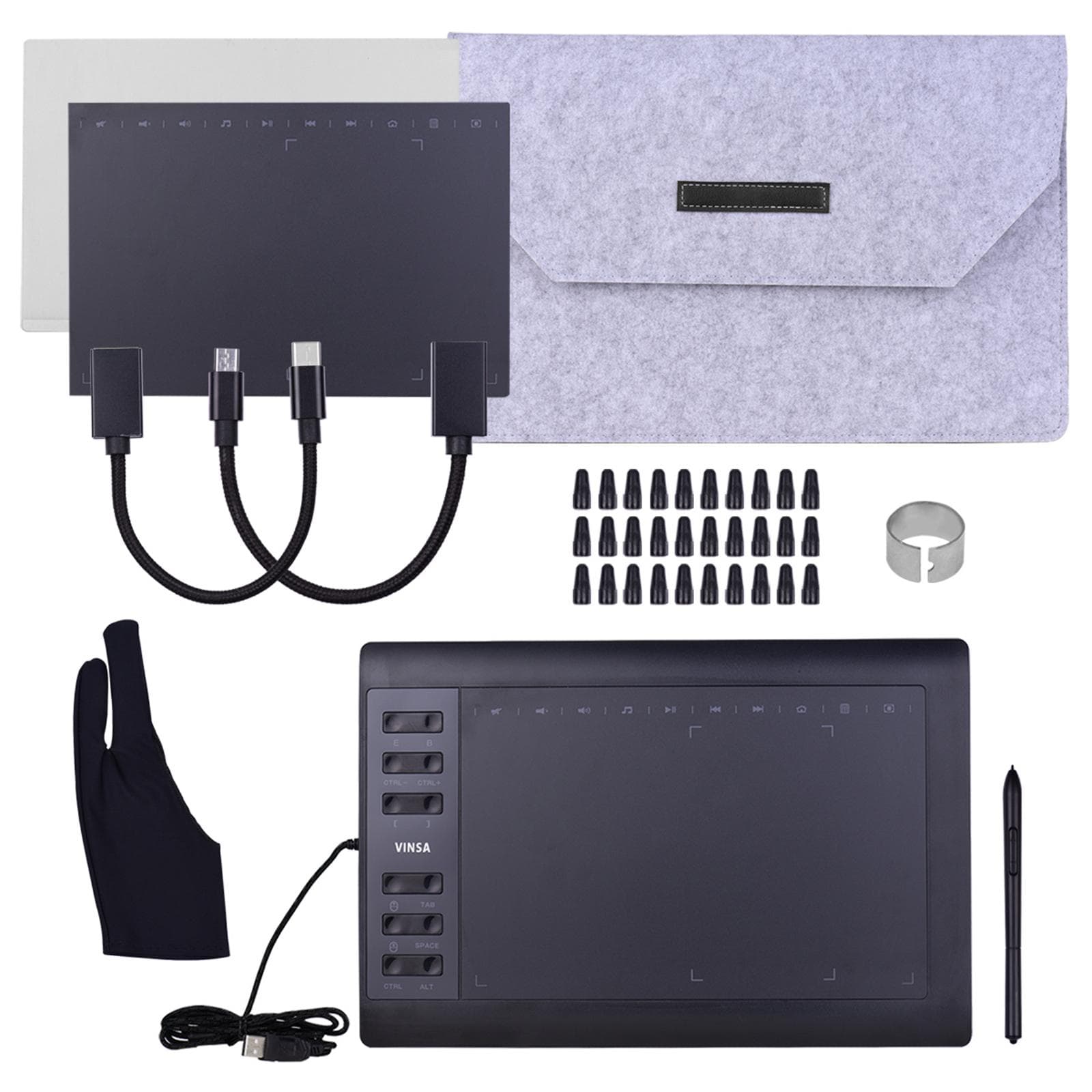 10x6 Inch Professional Graphics Drawing Tablet 12 Express Keys with 8192 Levels Battery-Free Package 4