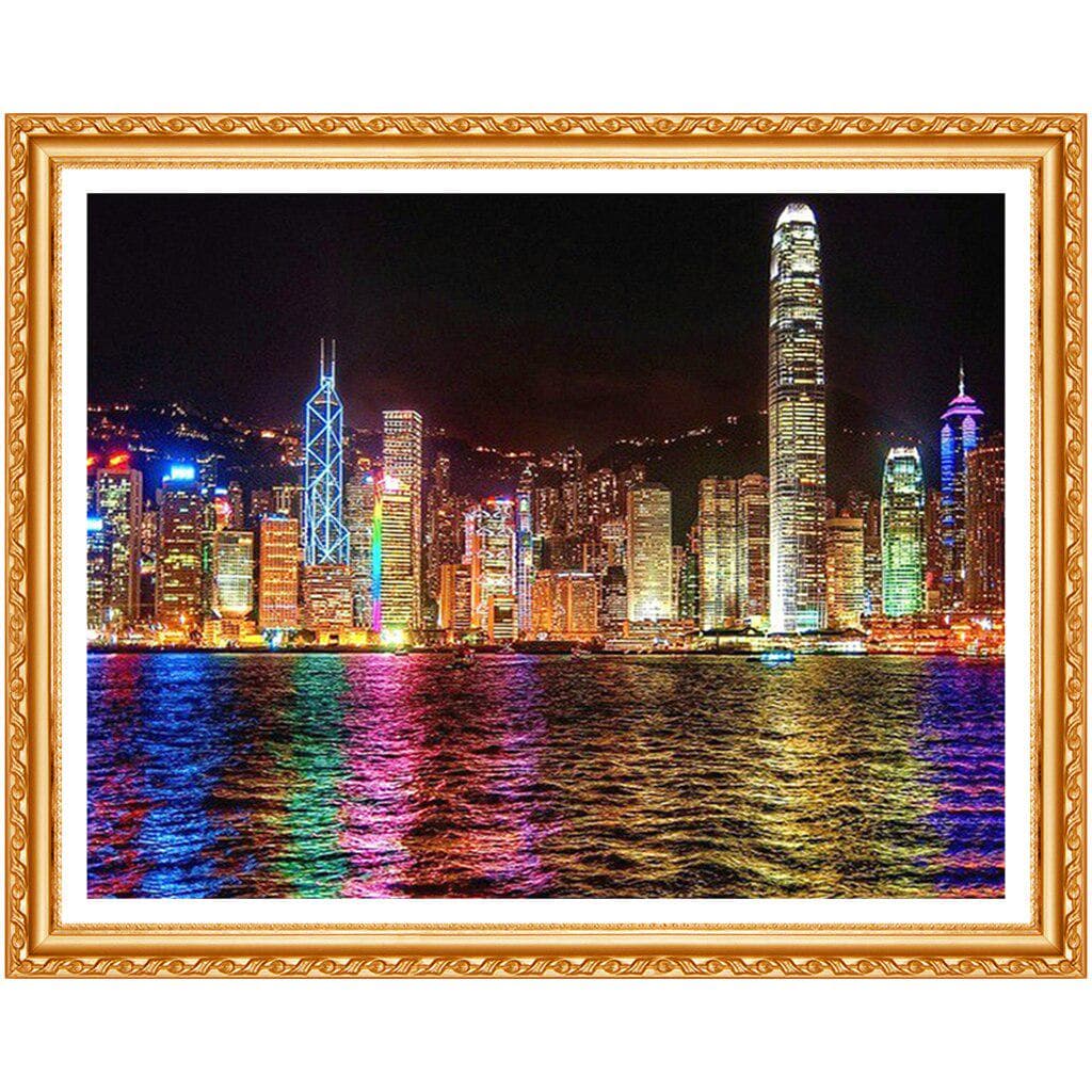 DIY Diamond Embroidery Night City Landscape Painting Cross Stitch Full Round Rhinestone Home Decor 20X30CM