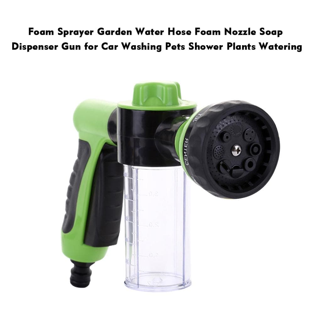 Foam Sprayer Garden Water Hose Foam Nozzle Soap Dispenser Gun for Car Washing Pets Shower Plants green