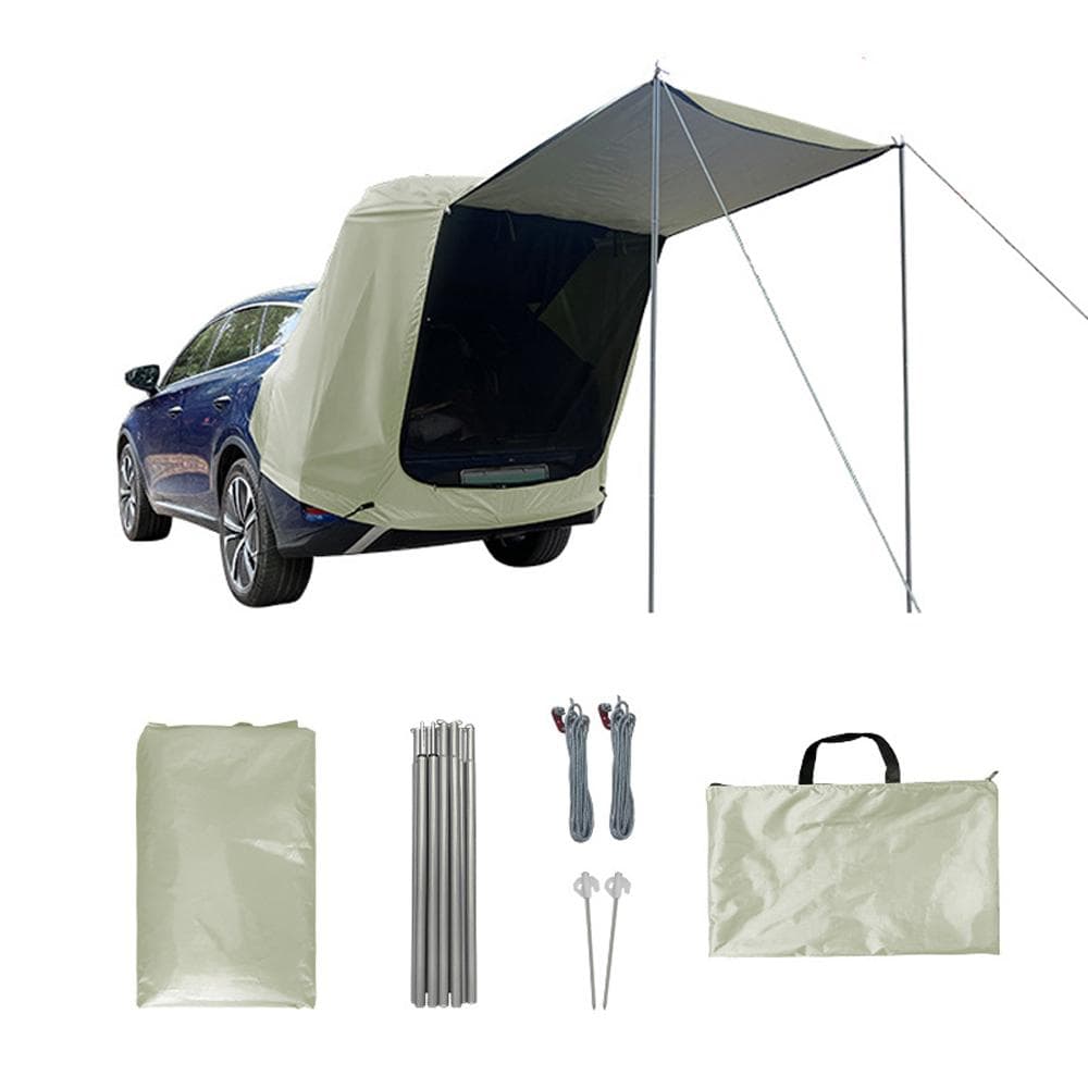 Outdoor Car Trunk Tent Camping Picnic Car Rear Tent with Canopy Car Trunk Extension Tent white