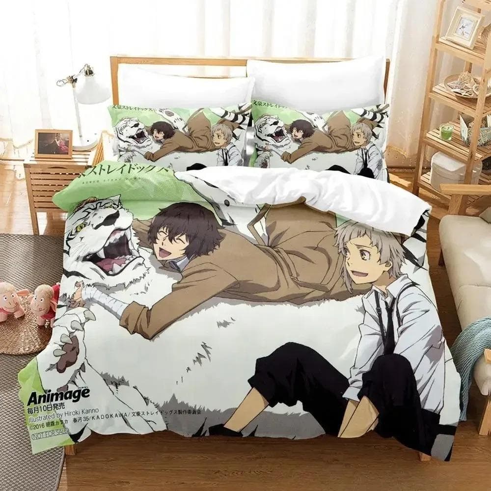 Fashion Bungou Stray Dogs S4 Bedding Set Cartoon Anime three-piece set Adult Kid Bedroom Duvet cover Sets 3D print Kawaii Anime 70x133cm 2pcs
