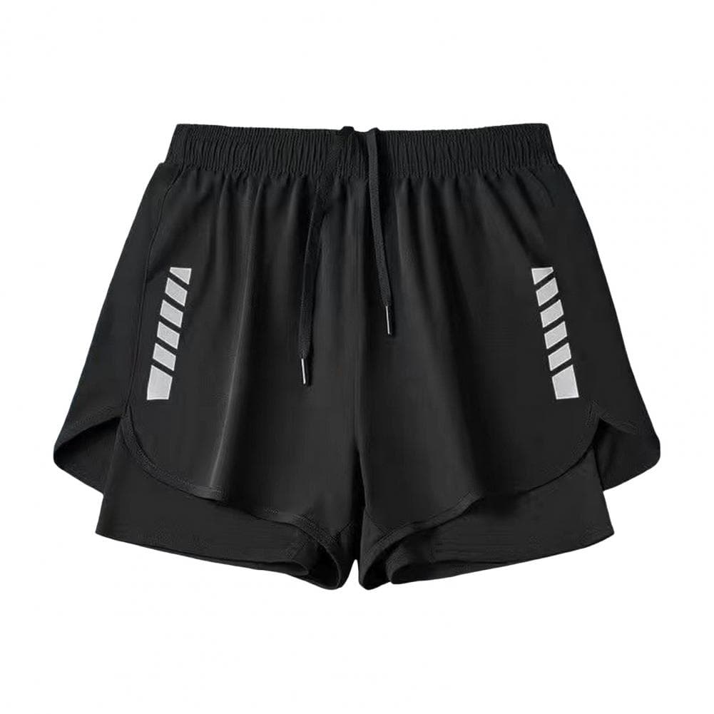 Men Swim Shorts Slim Fit Double Layers Quick Dry Conservative Breathable Swimming Drawstring Elastic Waist Swimming Trunks Water XXXL black