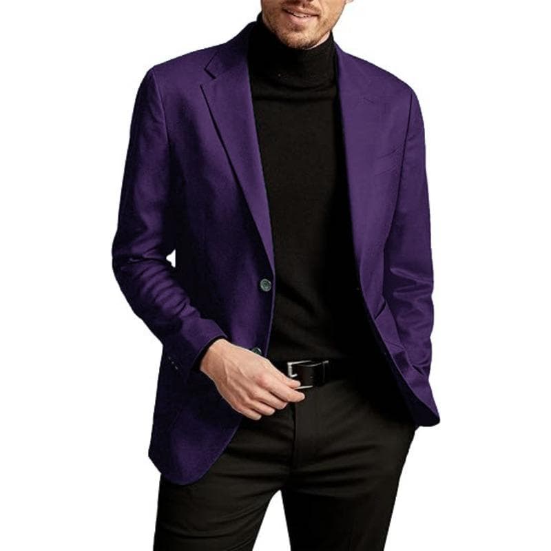 Casual Men's Suit Cardigan Large Size Jacket L purple