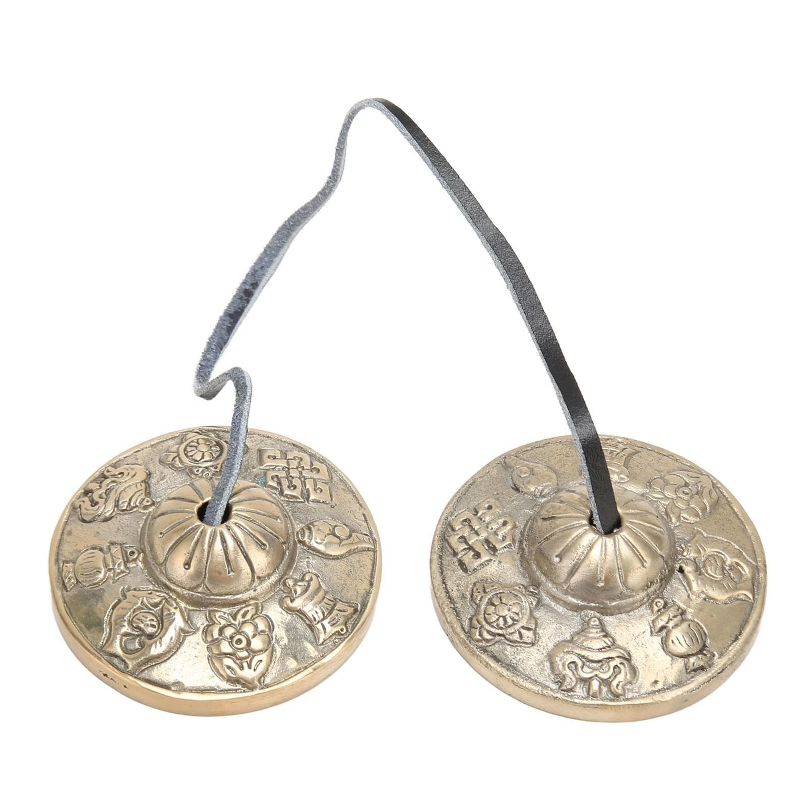 Tibetan Cymbals Auspicious Patterns Good Luck Powerful Sound Penetration Handcraft Tibetan Bells
