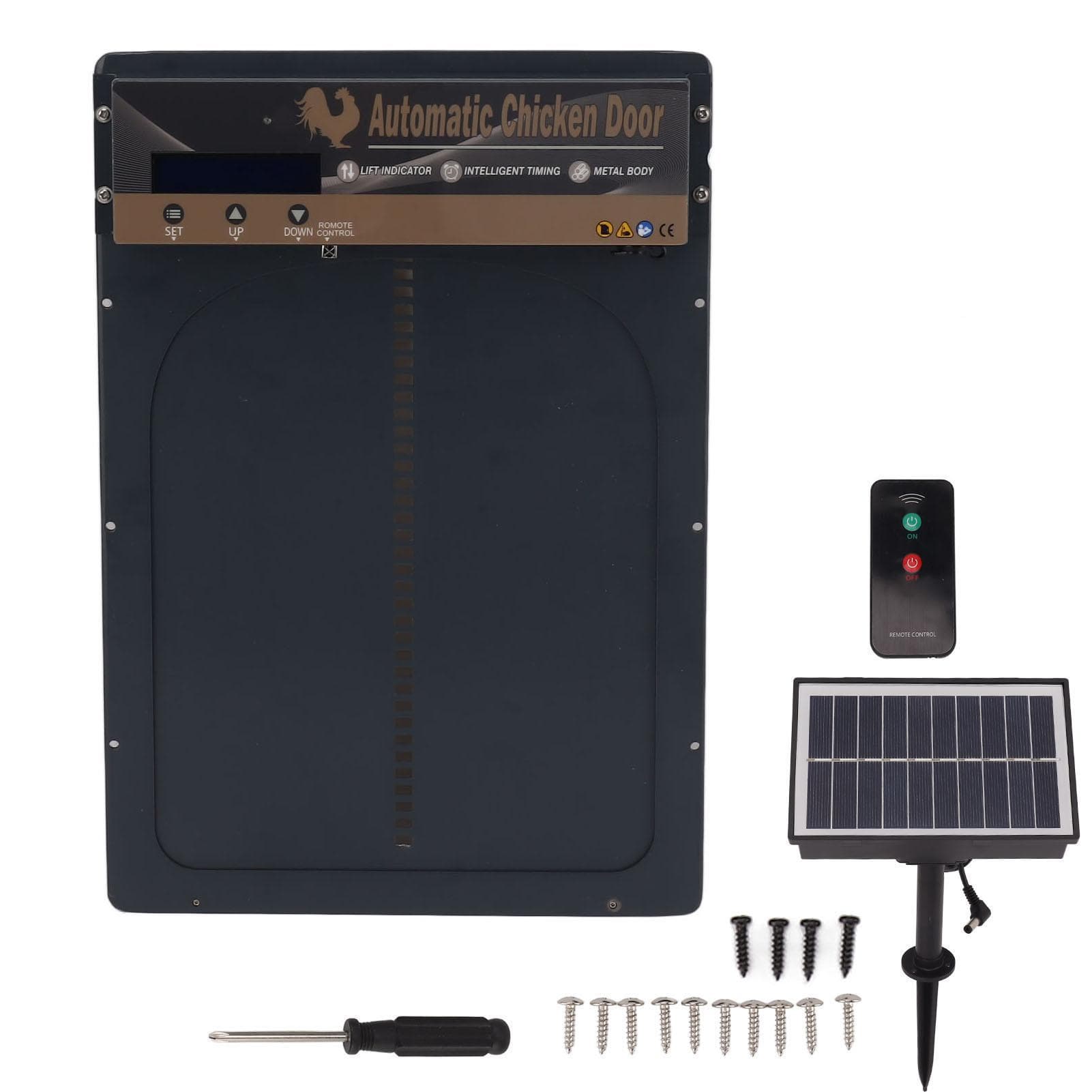 Solar Powered Automatic Chicken Coop Door 3 in 1 Automatic Chicken Coop Door Opener With Timer gray