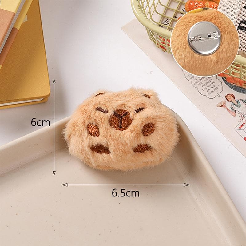 Cute Capybara Animal Plush Doll Brooch Fluffy Soft Stuffed Clothes Badge Pins Backpacks Decoration Accessories