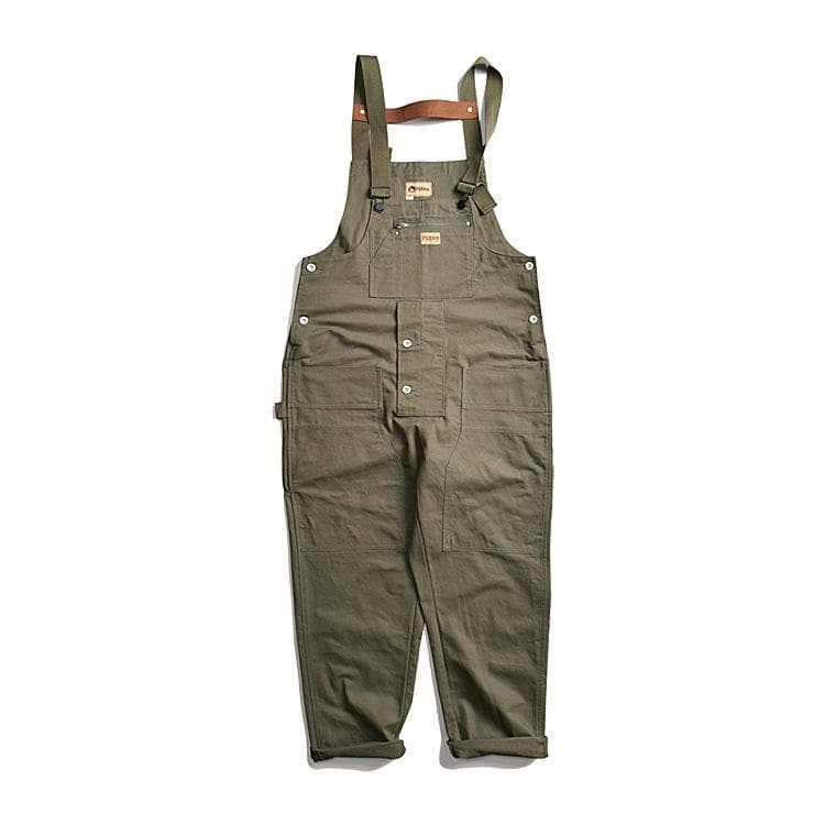 American Multi-pocket Tool Overalls Men's Street Overalls Fashion One-piece Suspenders Overalls Trousers XXL green