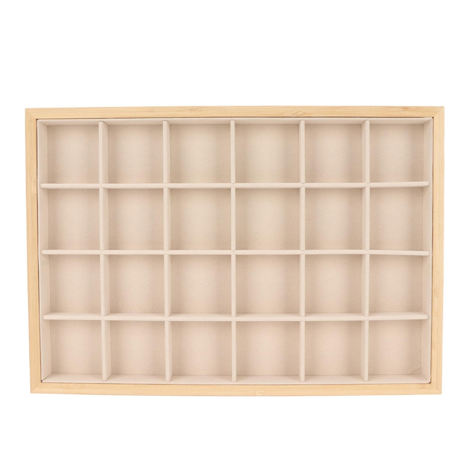 Jewelry Storage Display Trays Multipurpose 24 Grids Jewelry Tray for Ring Earring Bangle Bracelet beige