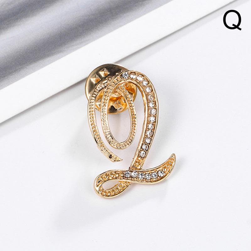1PC Crystal Rhinestones Brooch 26 English Letter Brooches Women High Quality Jewelry Gifts Q