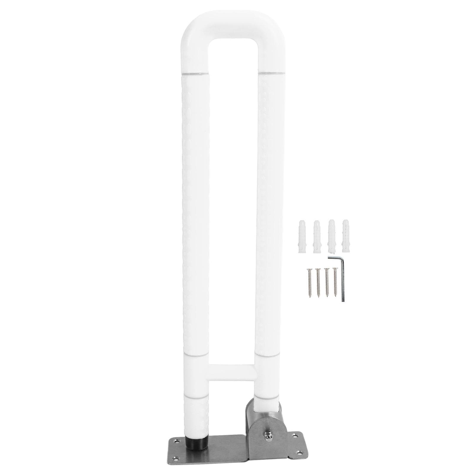 Foldable Toilet Grab Bar Handles Prevent Slip Flip Up Grab Arm Hand Grips Bathroom Seat Support white