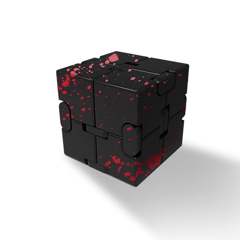 Fidget Infinity Cube Toy, Aluminum Alloy Metal Infinity Cube Gadgets Toys for Adults, Magic Cube for Stress Anxiety Relief 3.8*3.8*3.8cm red/black