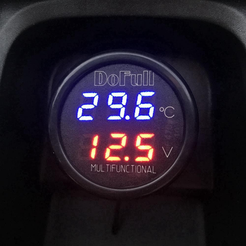 3 in 1 Car Voltmeter Thermometer Digital Battery Voltage Temperature Meter USB Charger 12V 24V Battery Tester DC LED blue