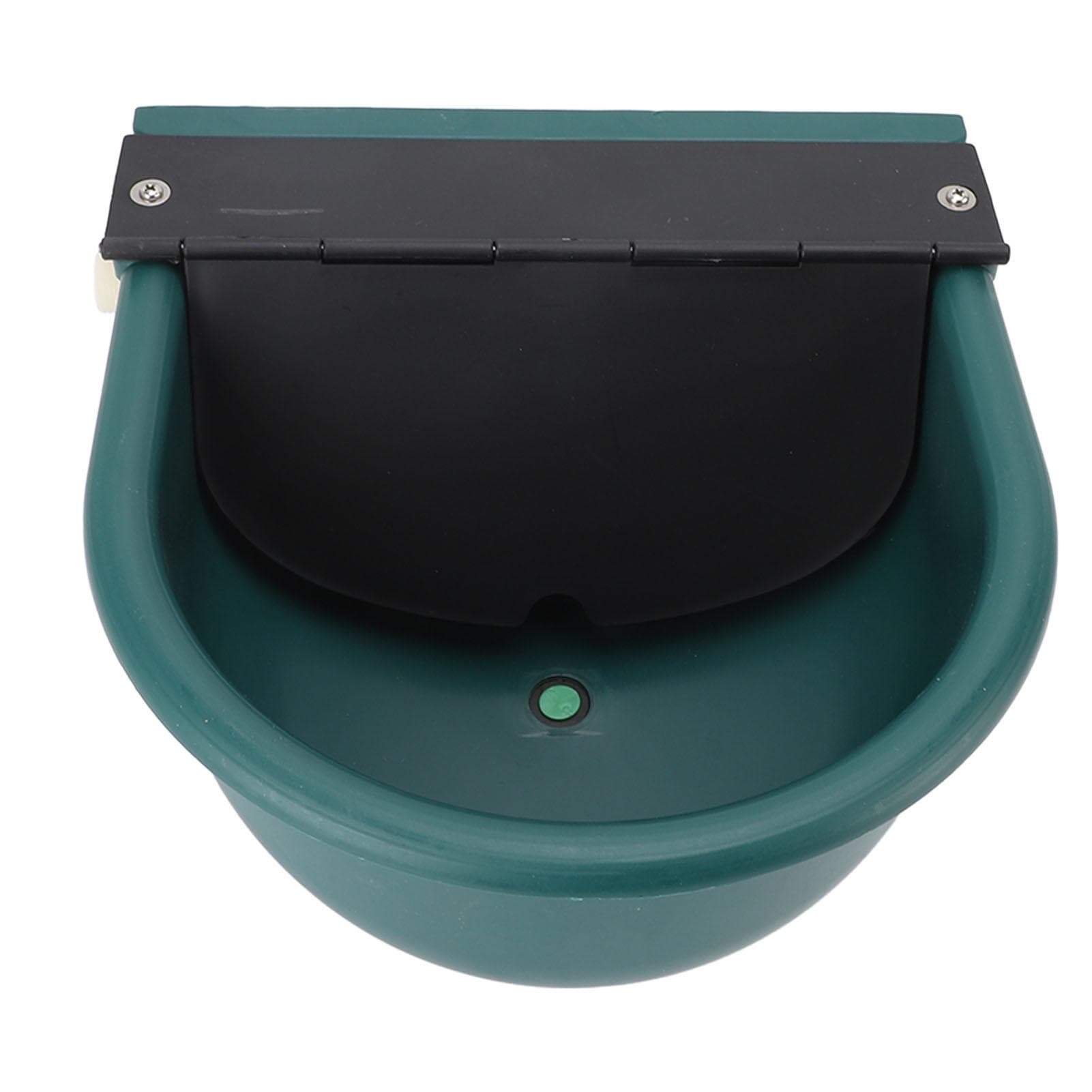 Livestock Water Bowl Green Plastic Automatic Livestock Water Feeder with Lid Float Ball for Cattle L(for 6.5-9kg)