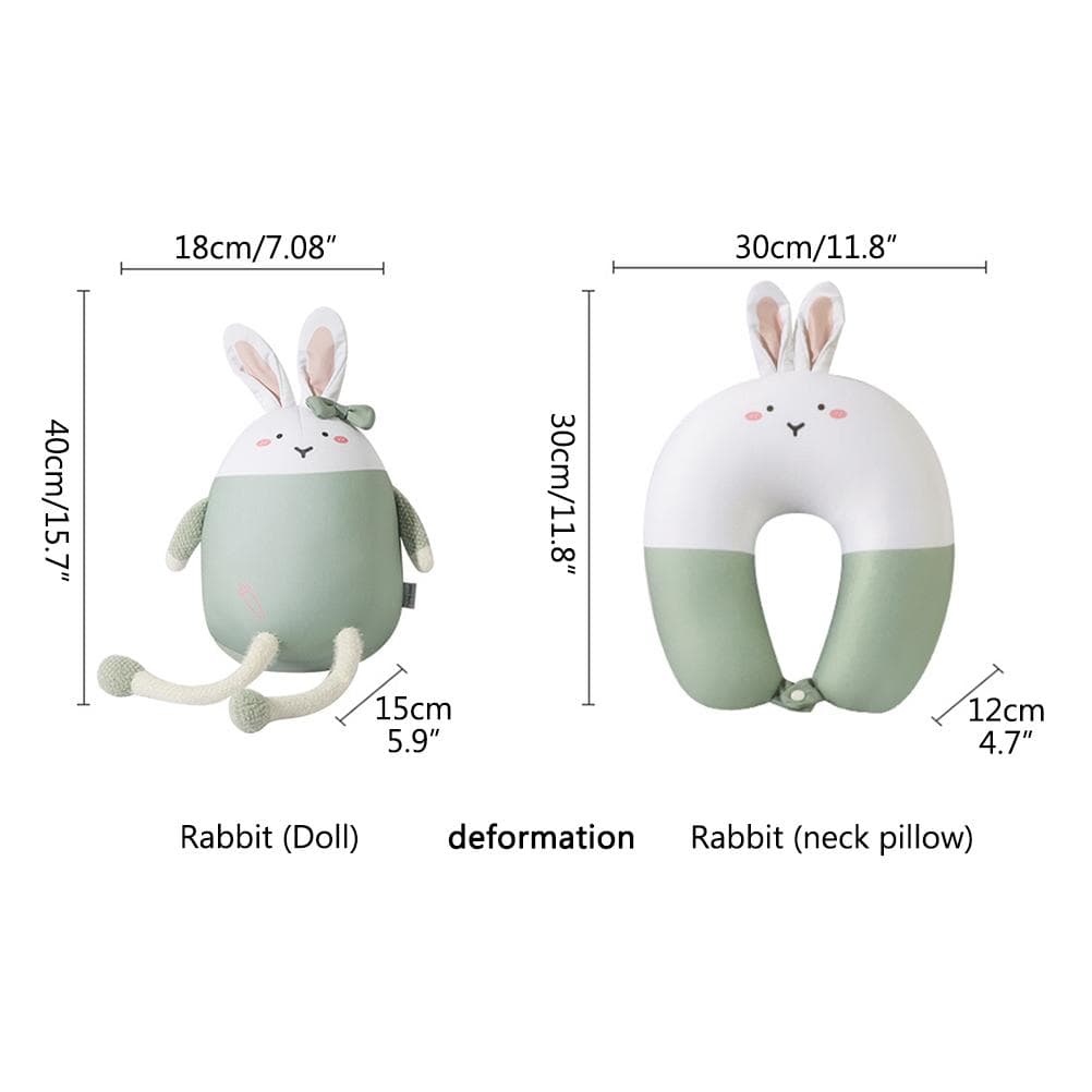 2 In 1 Neck Pillow Cute Bunny U Shape Neck Pillow Neck Support Pillow Rabbit Travel Pillow Neck
