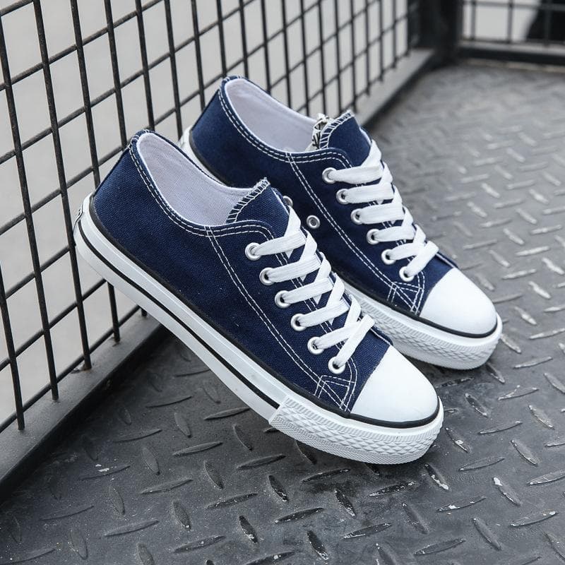 Fashion Canvas Shoes Couples Students Sports Solid Color Canvas Shoes 43 navy blue