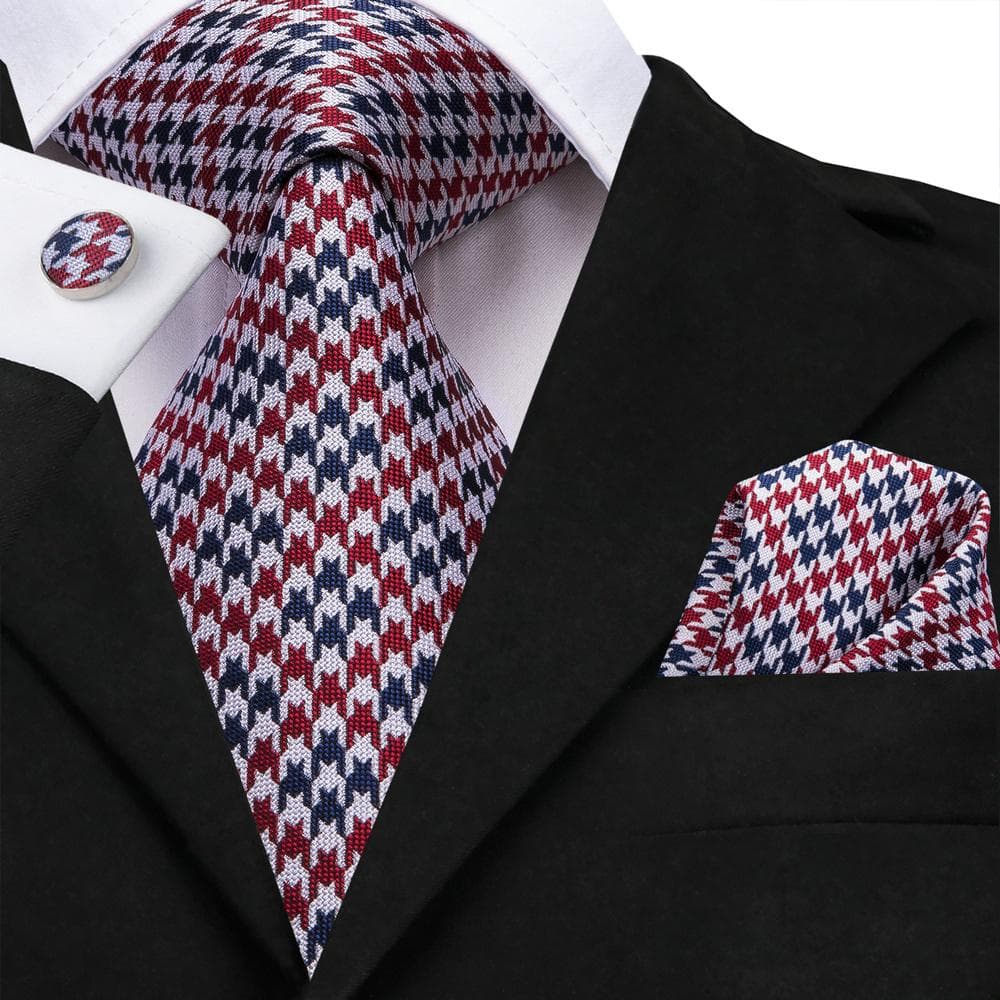 Hi-Tie Mens Accessories Silk Tie Handkerchief Cufflinks Set for Wedding Party Floral Solid Necktie N-3257