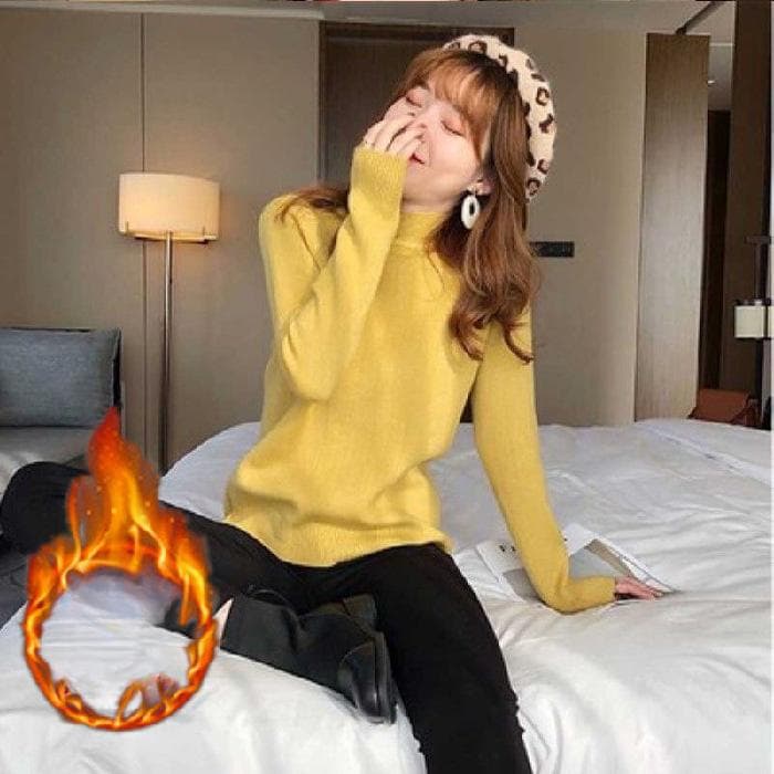 Add Fleece Base Slim-fit Sweater Women's Half Turtleneck One Thick Fleece Sweater Women's New Winter Half Turtleneck One size