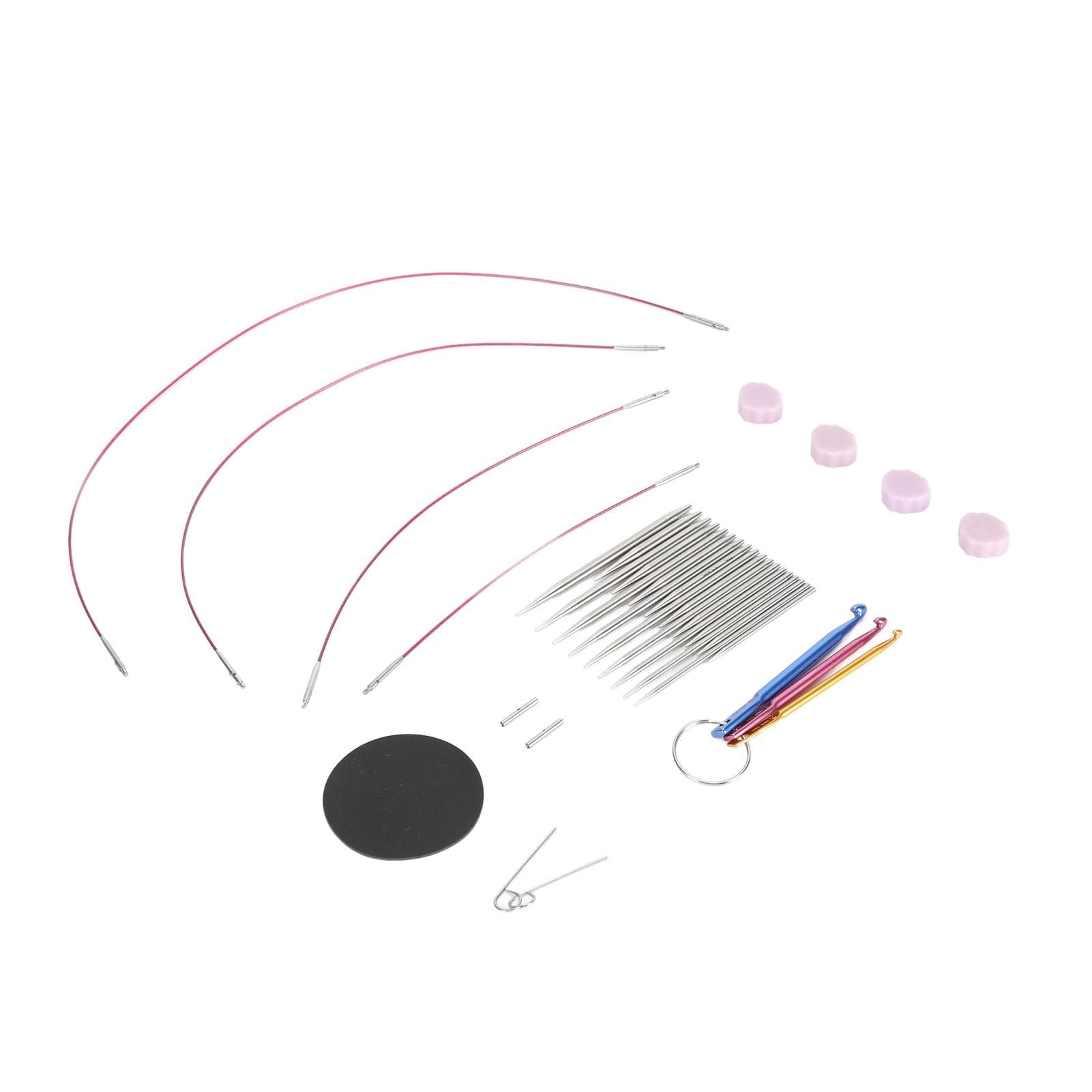 2.2 to 4.5mm Circular Knitting Needle Set Stainless Steel Interchangeable Needle Knitting Tools Set