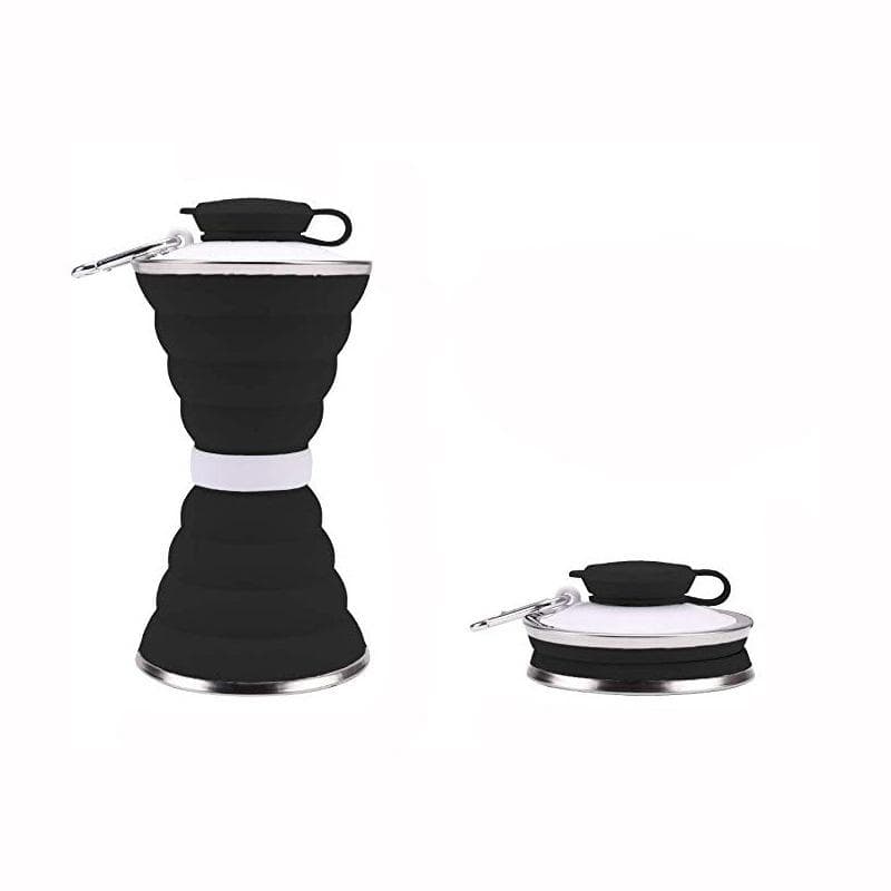 500ML Silicone Water Bottle Cup Foldable Leak Proof Portable Sports Travel Water Bottles For Outdoor Travel Gym Hiking Reuseable black