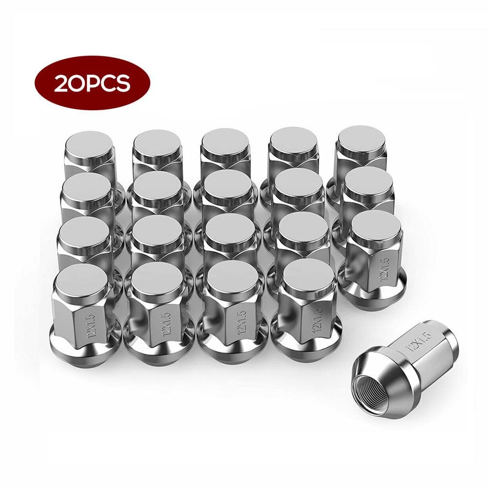 20Pcs Lug Nuts Bulge Acorn 12x1.5 Chrome Wheel Nut Compatible with F-ord F-usion F-ocus E-scape 20Pcs