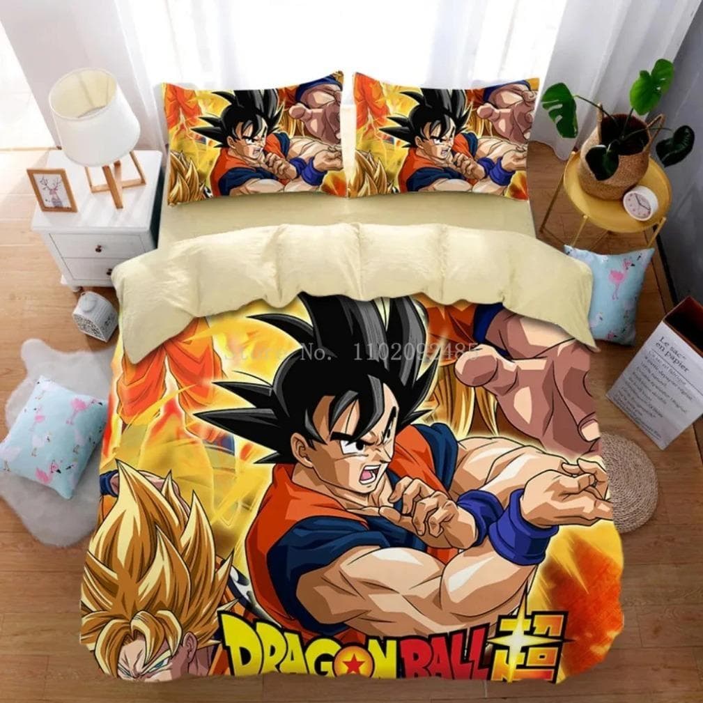 Anime Dragon-Ball Bedding Set,Dragon-Ball Duvet Cover,Duvet Comforter Quilt Cover Set Super Saiyan Bedding Set For Adult Kids 135x200cm 2pcs