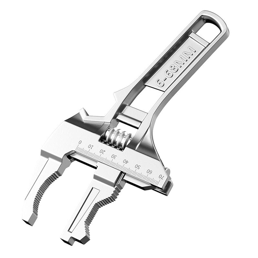 Multifunctional Sink Bathroom Wrench Toilet Faucets Repairs Wrench 6-68mm Large Opening Adjustable silver