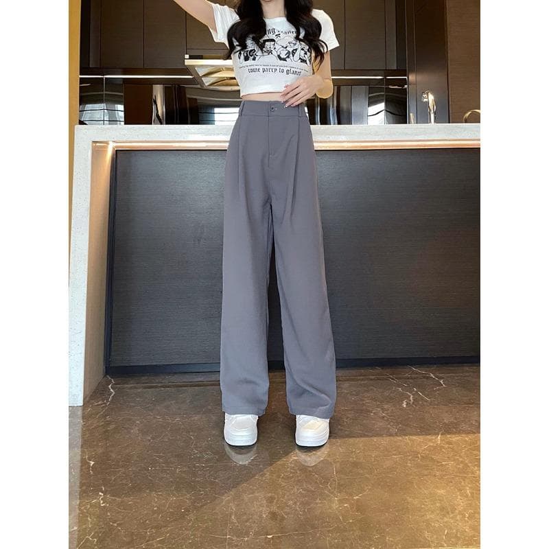 Narrow Version of Wide-leg Pants for Women In Spring and Autumn Draped Straight Trousers for Women, Slim and Casual, High-waisted Slim Suit Pants 4XL