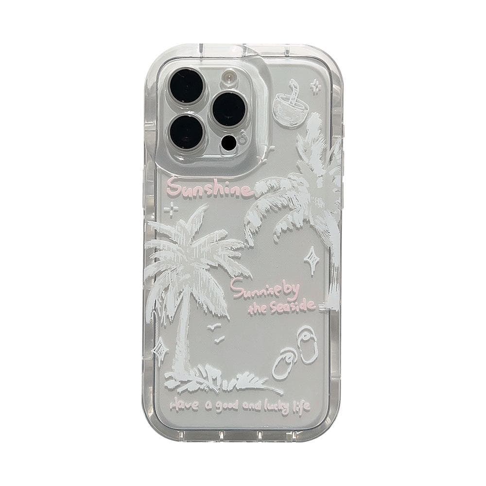 White Coconut Tree Apple 15 Mobile Phone Case IPhone14promax Soft Glue 13/12/11 All-inclusive Anti-fall 16 Apple 7