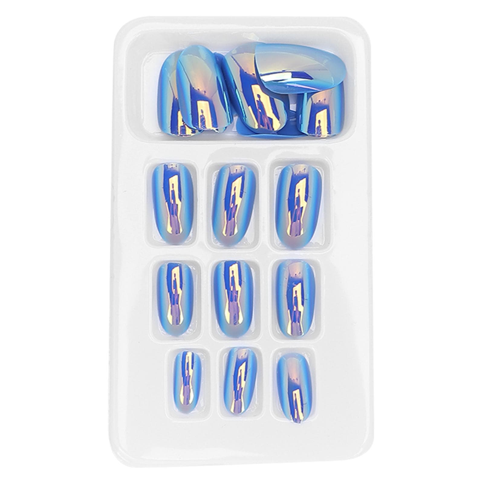 24Pcs False Nails Coffin Long Fake Glitter French Ballerina Artificial Tips for Women Nail Salons