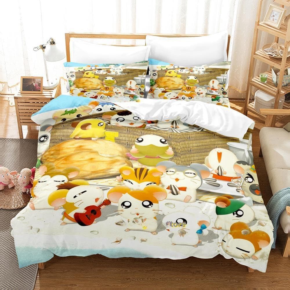 New Hamtaro Bedding Set Single Twin Full Queen King Size Bed Set Adult Kid Bedroom Duvet cover Sets 3D Print Anime Bed Sheet set EU Twin 135x200cm