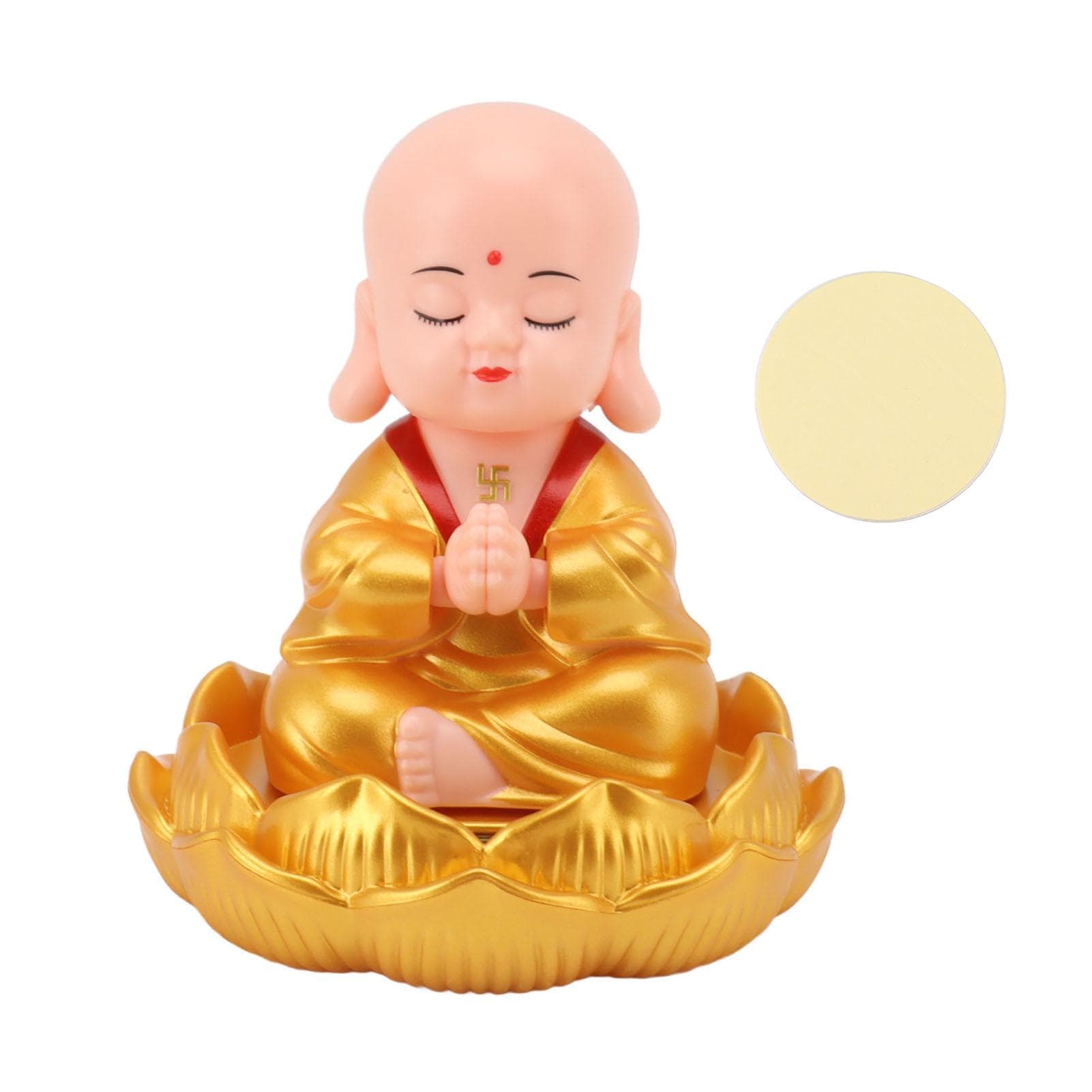 Small Monk Ornaments Cute Monk Car Interior Display Decoration Light Energy Sensing Decorations for golden