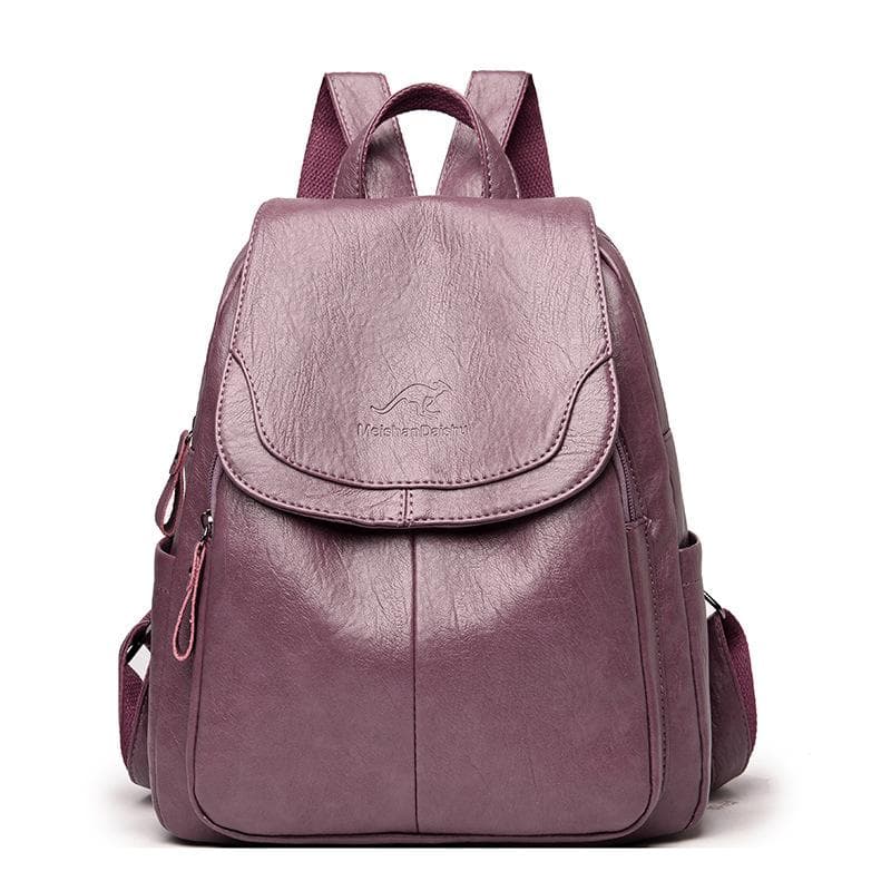Large Capacity Travel Back Pack Rucksacks Mochila Women Backpack Female Leather Bagpack for Girl Ladies Sac A Dos School Bags purple
