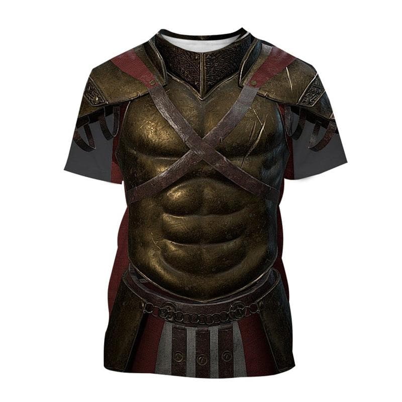 Retro 3D Printing Medieval Warrior Armor T-shirt Men Fashion Cool T Shirts Summer Street Oversized Short Sleeves Cosplay Tees M