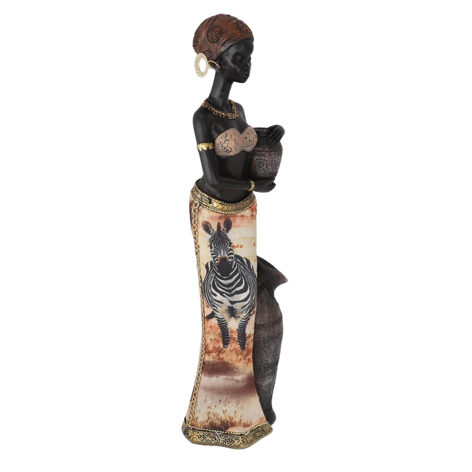 African Woman Statue Hand Made Resin Tribal Lady Figurine Vintage Lifelike Mysterious African Lady