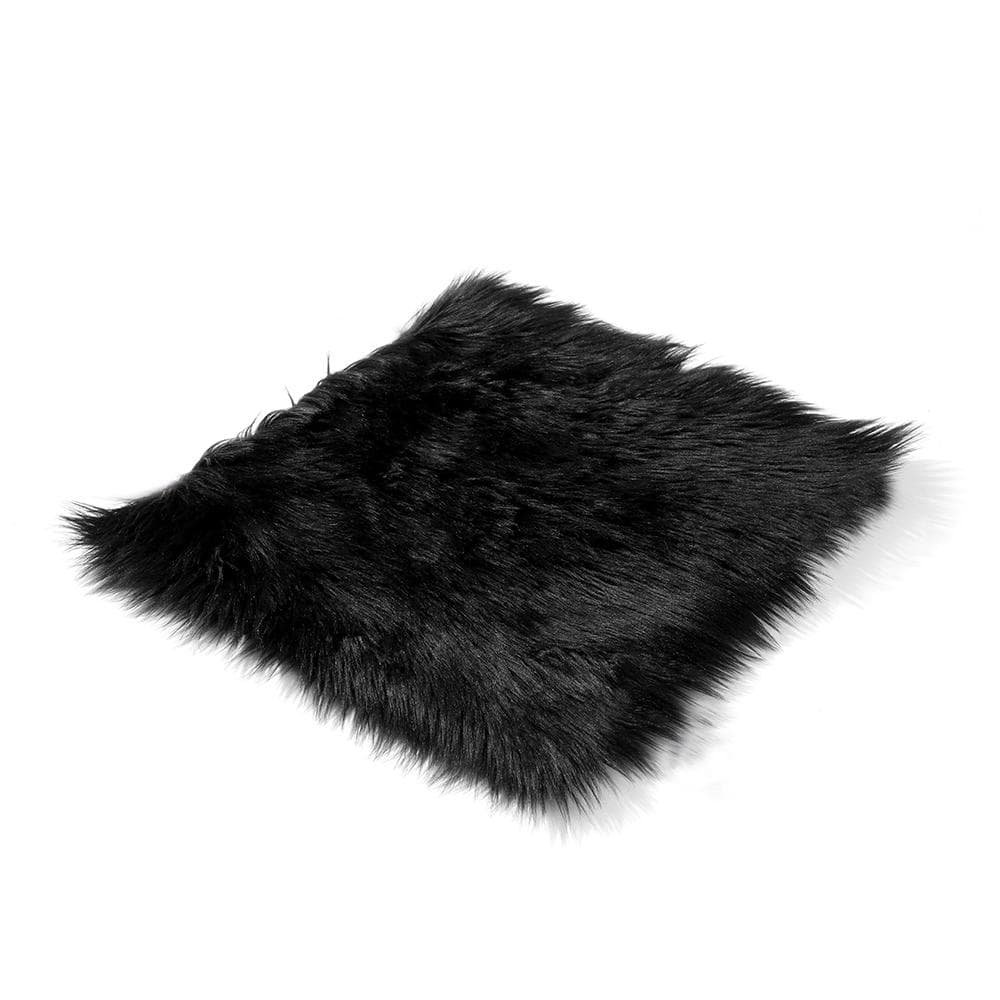 Sheepskin Seat Cover Car Seat Wool Cushion Pad 18X18 Winter Soft Warm Front Seat Covers for Home black