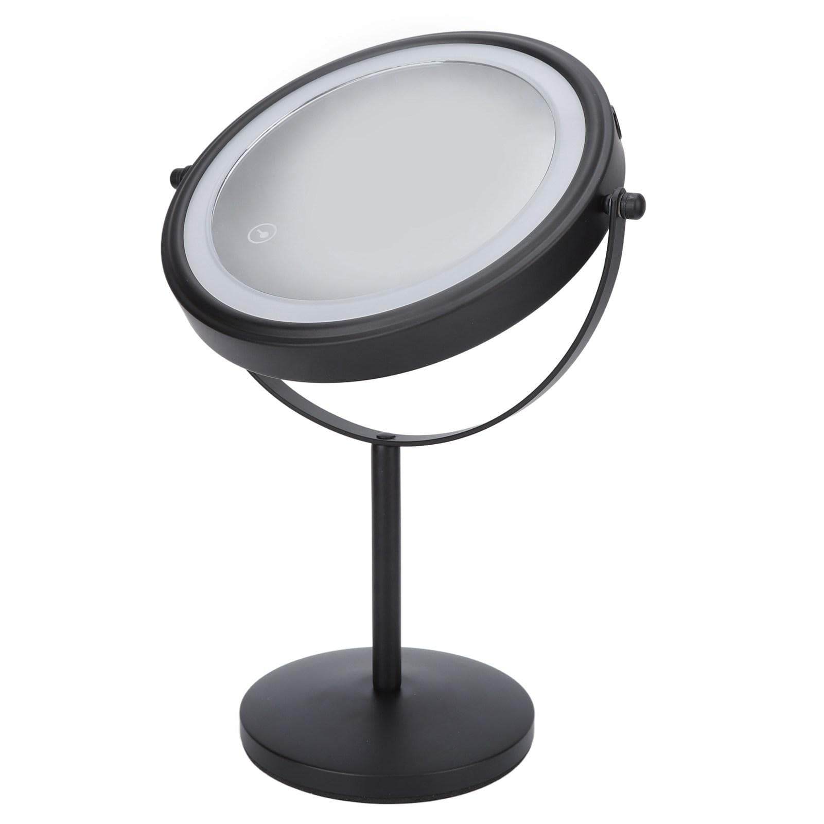 8in LED Makeup Mirror Double Sides 3X Magnifying Touching Switch 360 Degree Rotating Mirror Black