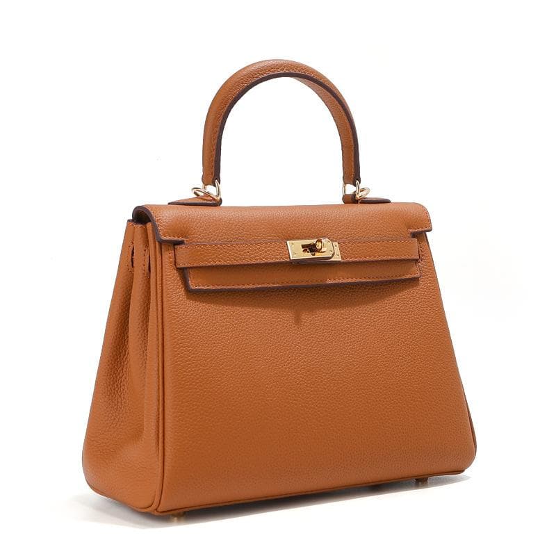 Togo Top Layer Cowhide Armpit Bag Women's High-end Sense Niche Genuine Leather Women's Bag Handbag Shoulder Bag Crossbody Bag 25CM+shoulder strap golden brown