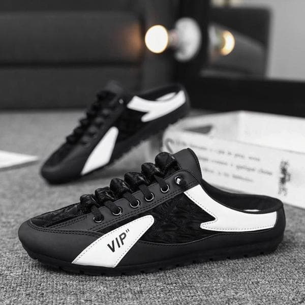 Men's Slippers Summer Casual Slip-On Mules Lightweight Breathable Walking Shoes Lazy Comfy Slip-On Half Slippers Flats Slippers Casual Slippers 43 black