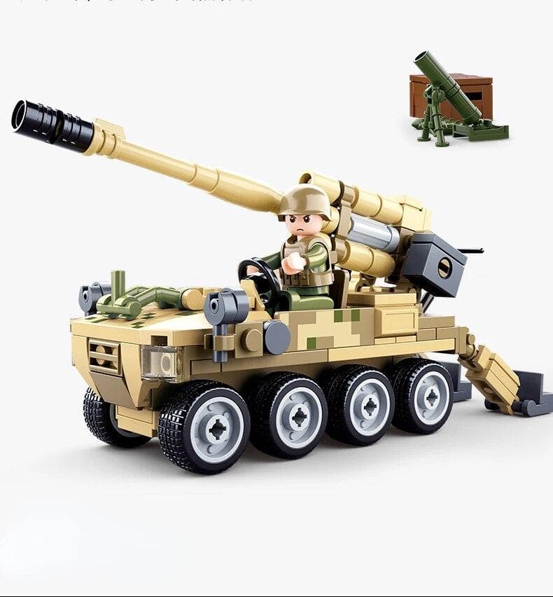 159pcs 120 wheeled self propelled gun car modeling toys, suitable for boys and girls Christmas gifts No Box