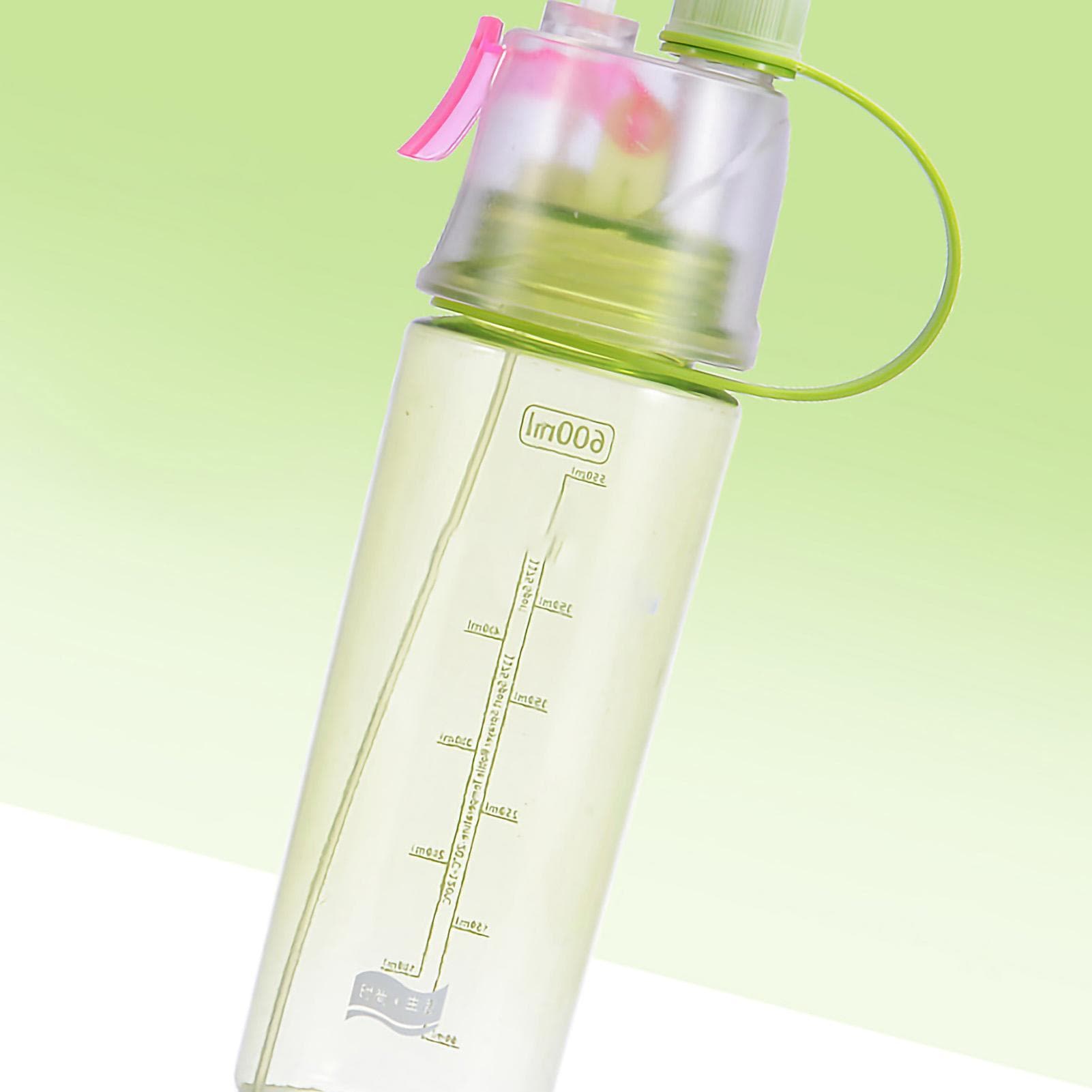 Water Spray Bottle Clear Scale 600ml Large Capacity Plastic for Sports Hiking Picnic Green