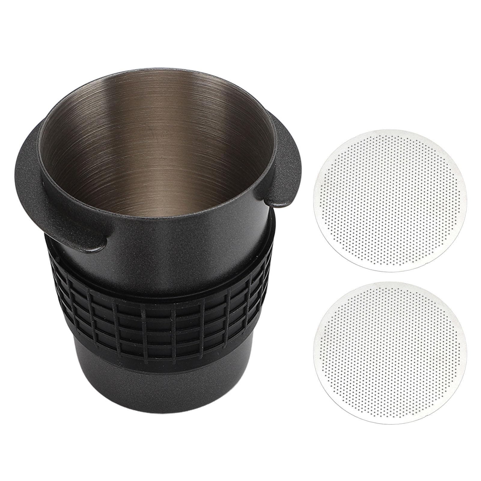Dosing Cup Stainless Steel Coffee Powder Catcher Mug with Puck Screen for Coffee Maker Black 53mm / 53MM