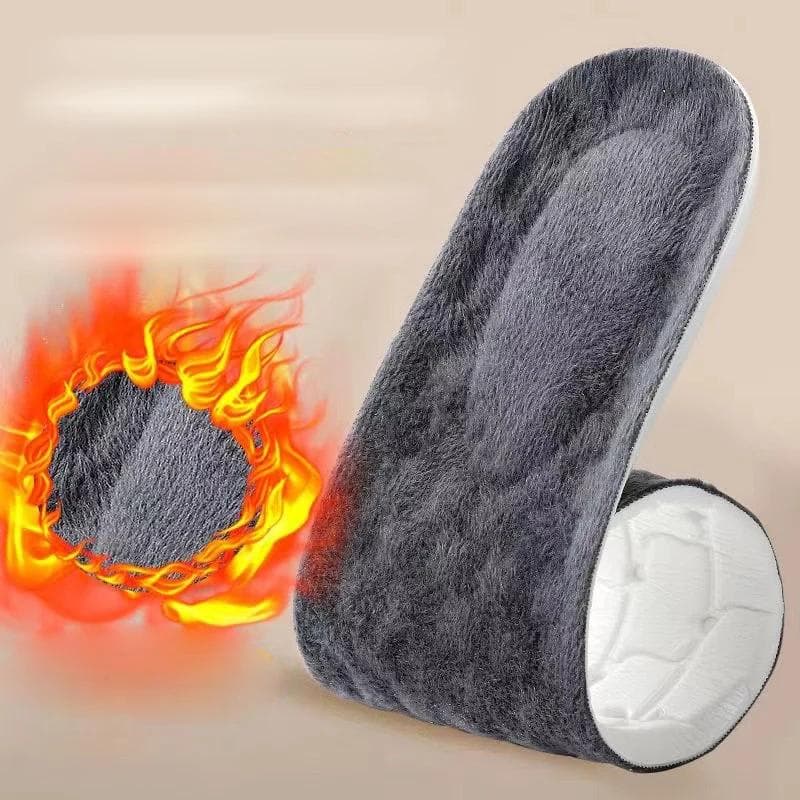 2Pcs Self Heated Thermal Insoles for Feet Winter Warm Wool Thermal Memory Foam for Men Women Sports Shoes Self-heating Shoe Pads 37-38 grey