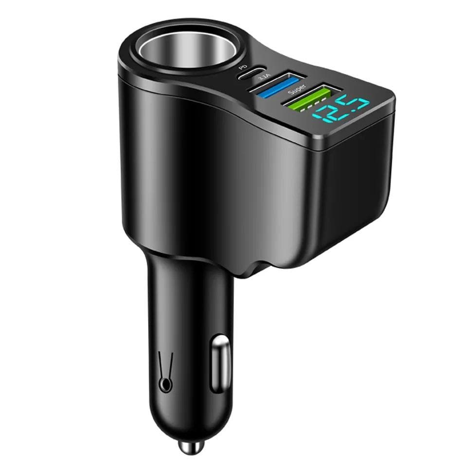 Car Splitter Charger Car Charger Type C PD 3.1A USB Super Fast Charging Phone Charger with Battery Voltage Detection Function USB Phone Charger