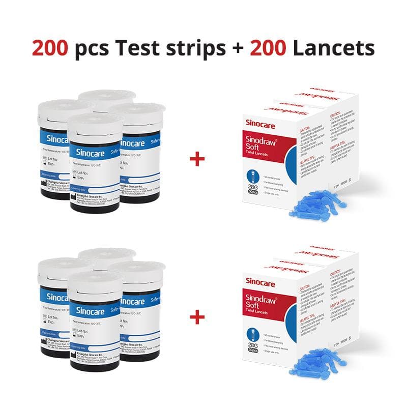 100-400PCS Sinocare Safe-ACCU2 Blood Glucose Sugar Test Strips Painless