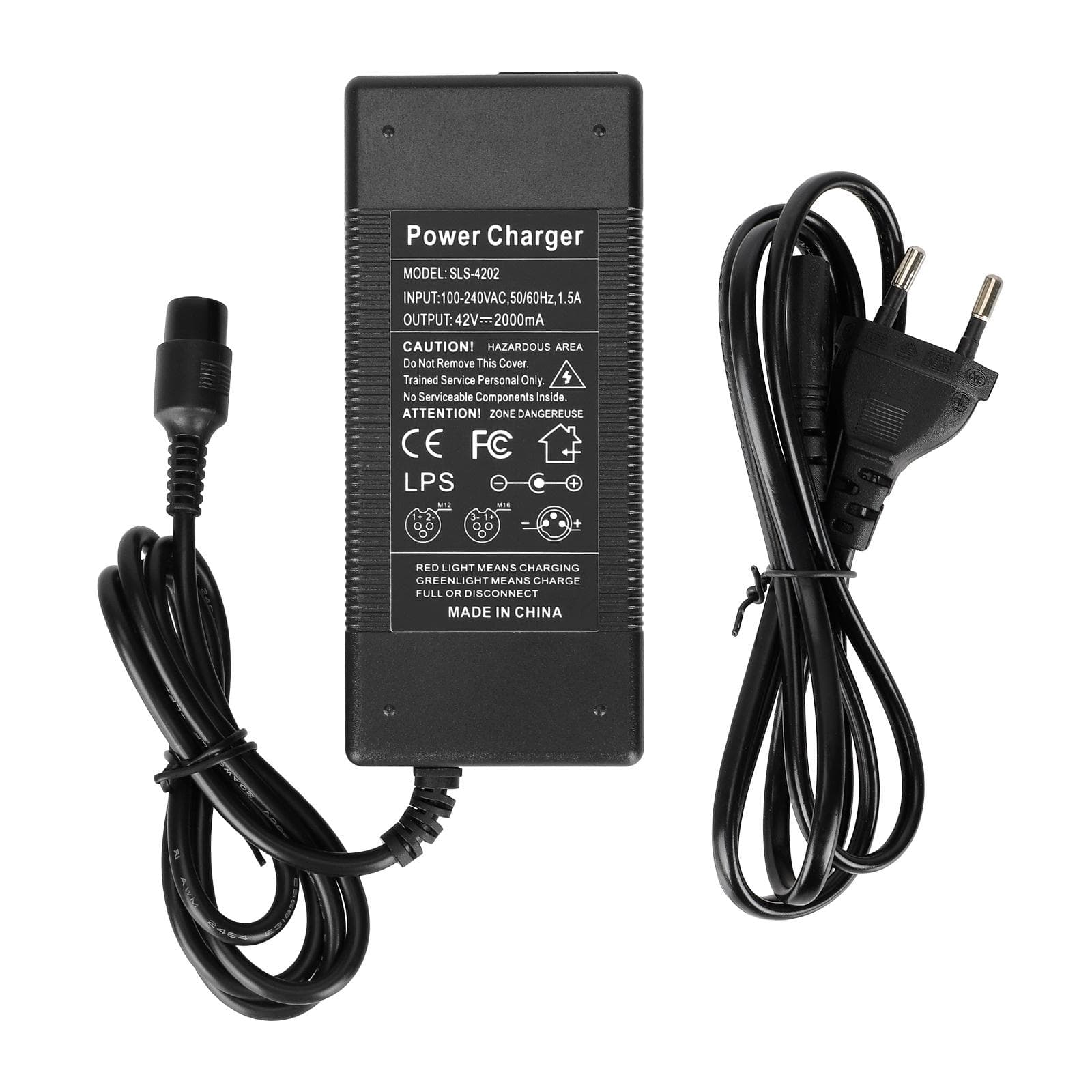 42V 2A Chargers Electric Balance Scooter Chargers Adapter 3-Prong Inline for 36V Lithium Battery EU Plug black