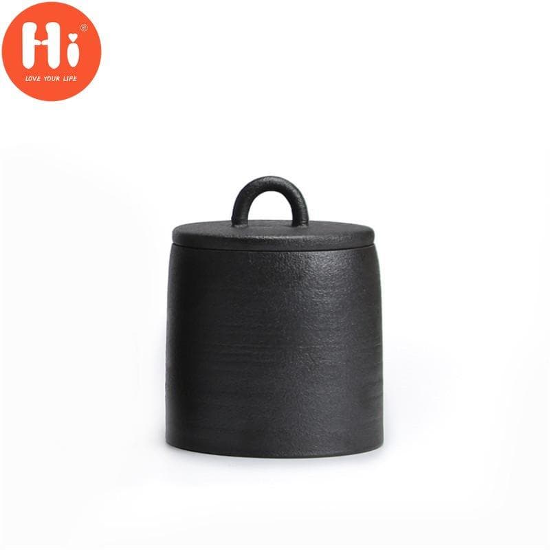 Japanese Ceramic Sealed Tea Caddy Coarse Pottery Large Vintage Spice Jar Tank Food Container