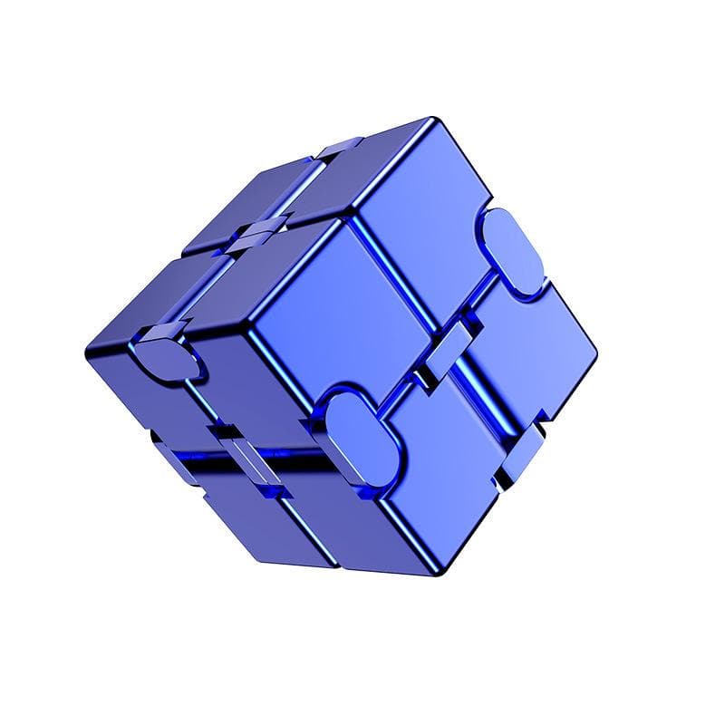 Fidget Infinity Cube Toy, Aluminum Alloy Metal Infinity Cube Gadgets Toys for Adults, Magic Cube for Stress Anxiety Relief 3.8*3.8*3.8cm blue